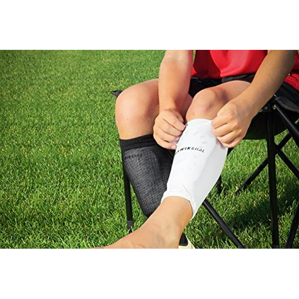 Kwik Goal Youth Deluxe Shin Guard Compression Sleeves White
